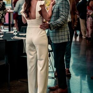 Lulus Feel Your Love Ruffled Wide Leg Jumpsuit (S)